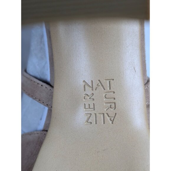 Naturalizer Melody Taupe Suede Platform PeepToe Block Heel Sandals Womens 9.5M - Picture 7 of 7